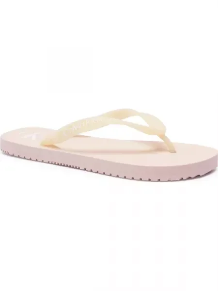 Papuci Calvin Klein Jeans transparente roz