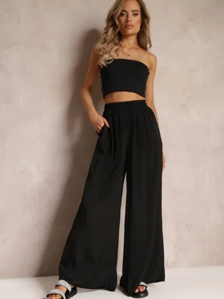 Pantaloni Largi cu în Talie Carleny negri