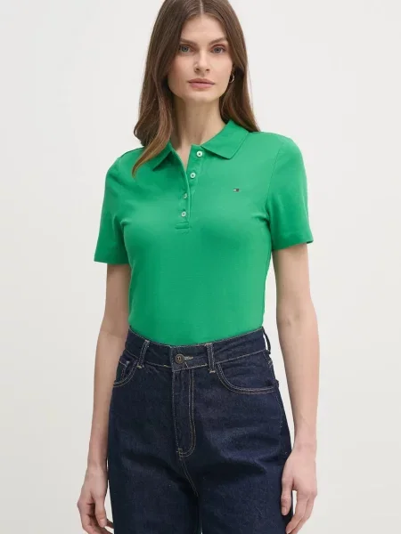 Тениска с яка Tommy Hilfiger синьо