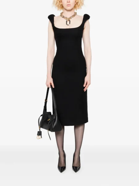 Rochie fără mâneci Marine Serre de lână fără mâneci de costum negru