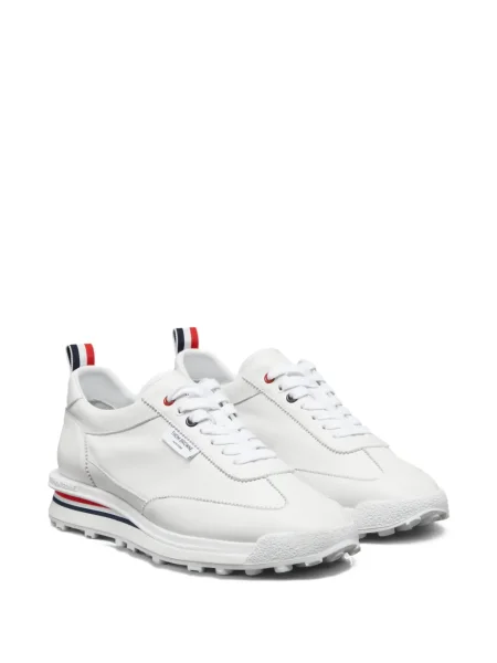 Δερμάτινα sneakers Thom Browne με κορδόνια λευκό