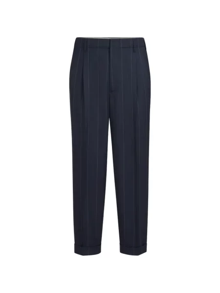Pantaloni Brunello Cucinelli de lână cu dungi albastru