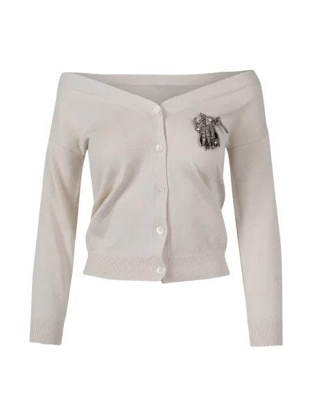 Kardigan N°21 z dekoltem w łódkę biały