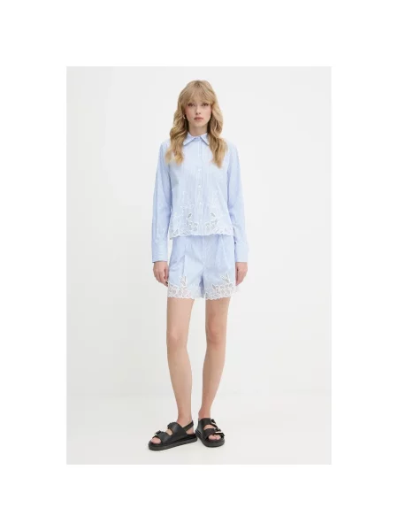 Karl Lagerfeld szorty wzorzyste high waist niebieski