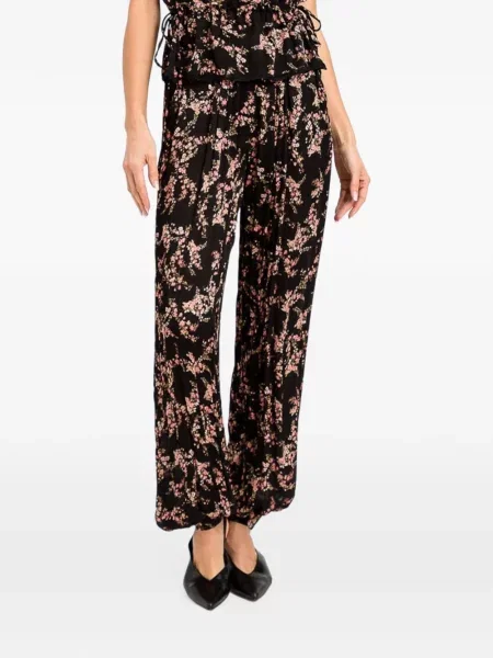 Pantaloni Twinset cu model floral cu imagine negru