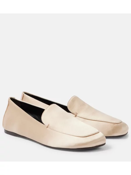 Pantofi loafer Khaite din satin bej