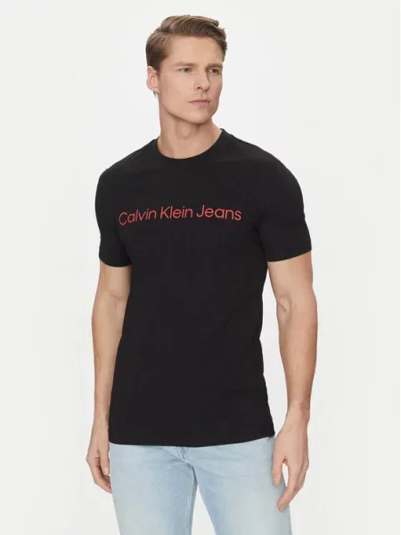 Тениска Calvin Klein Jeans с принт черно
