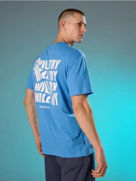 Sinsay koszulka z napisem niebieski