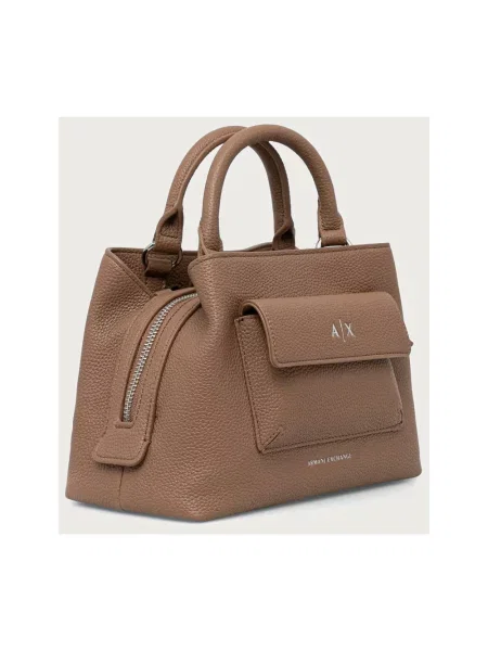 Torebka Armani Exchange skórzana beżowa