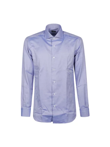 Koszula Barba Napoli z długim rękawem klasyczna niebieska