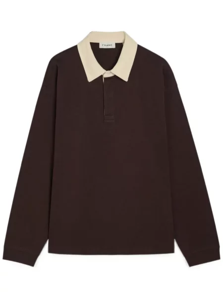 Lung tricou polo Frame maro