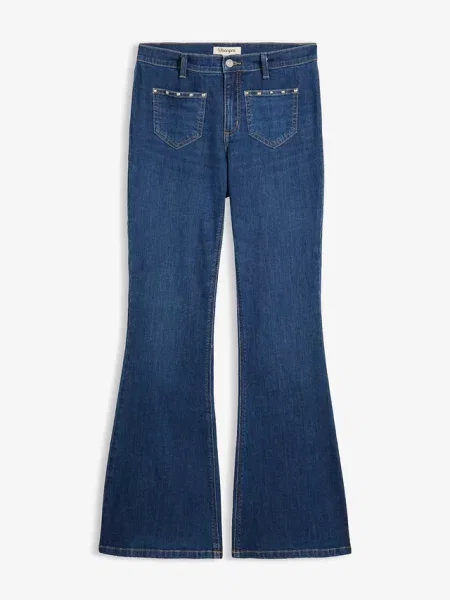 Jeansy Bootcut średni stan niebieskie