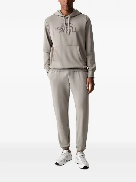 Суичър с качулка The North Face бродиран с връзки сиво