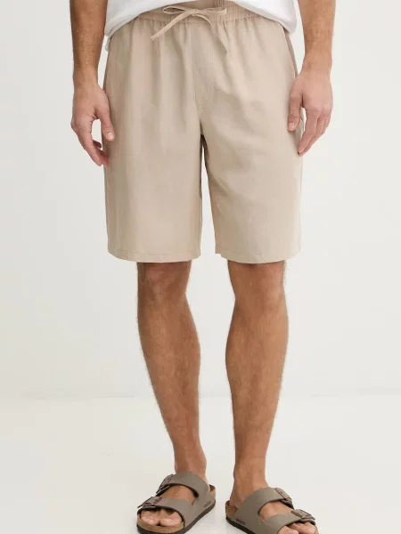 Guess szorty z lnem beżowe