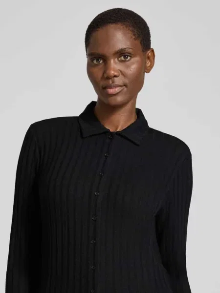 Bluzka z długim rękawem o kroju slim fit z mieszanki model Sitami' Opus czarna