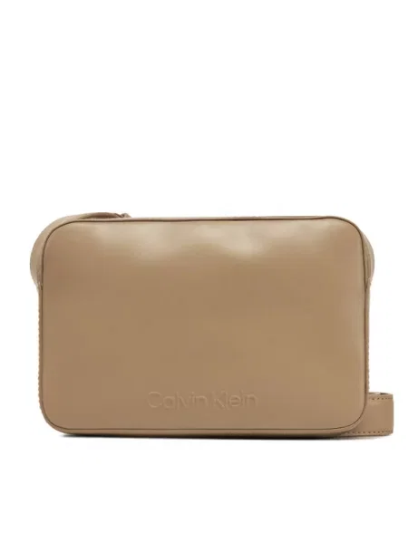 Calvin Klein Torbica Embossed Logo Camera Bag Smeđa bež