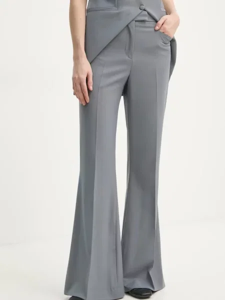 Remain pantaloni din lana evazati high waist gri
