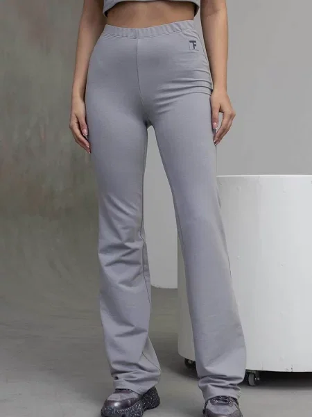 Брюки с высокой посадкой сірі