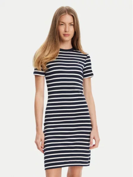 Tommy Hilfiger Sukienka codzienna New Cody Granatowy biała