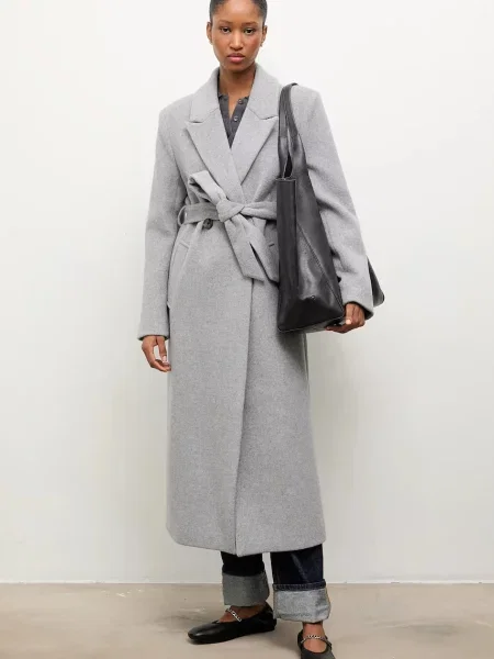 Вовняне пальто Answear Lab демісезонна двобортний чорний