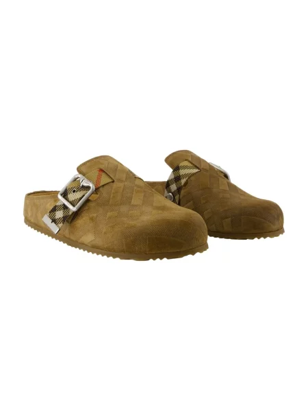 Chodaki Burberry skórzane brązowe