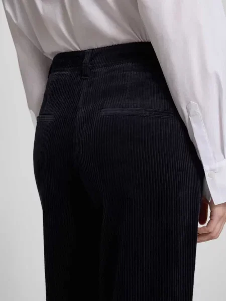 Marc O'Polo spodnie sztruksowe proste high waist granatowy