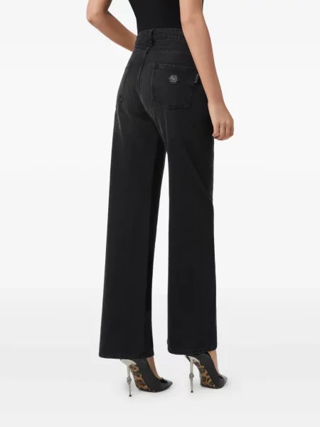 Jeansy Philipp Plein z wzorem paisley czarne