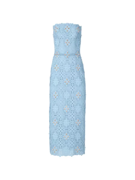 Rochie midi Costarellos cu broderie albastru