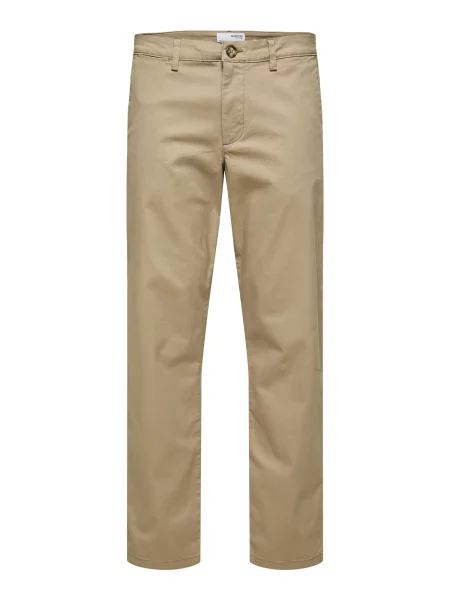 SELECTED HOMME Chino nadrág New Miles teveszín / fekete fehér