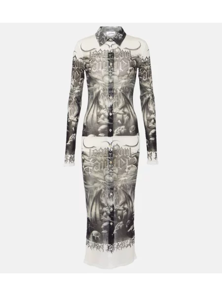 Sukienka koszulowa Jean Paul Gaultier z nadrukiem z siateczką garniturowa