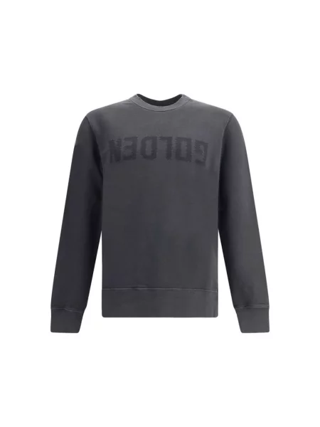 Bluza Golden Goose z logo z dekoltem w serek z dżerseju szara