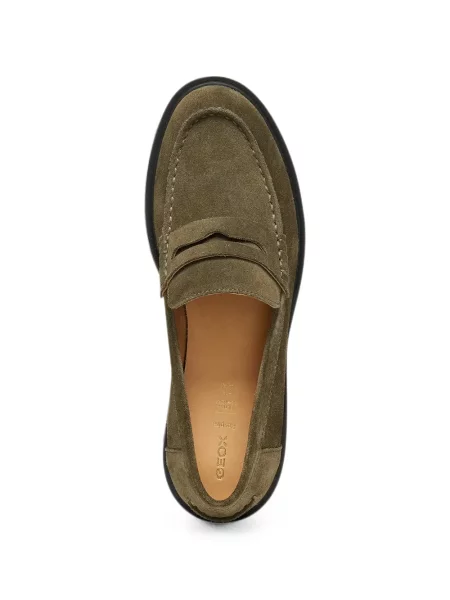 Pantofi loafer Geox din piele de căprioară verde