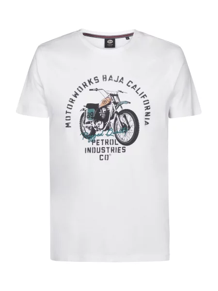 Petrol Industries Tričko Classic nefritová / jasně oranžová / černá bílá