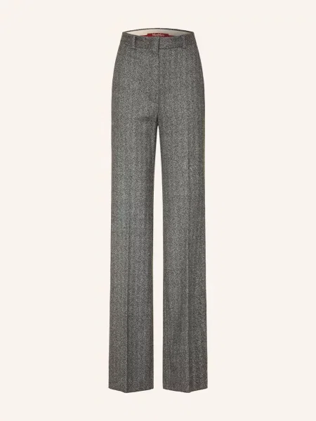 Max Mara Studio Marlene Kalhoty Edicola Z Džerseju černá / šedá bílá