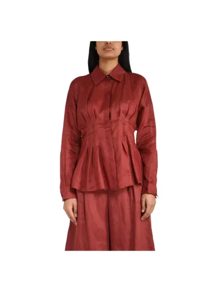 Lniana koszula Max Mara Studio czerwona