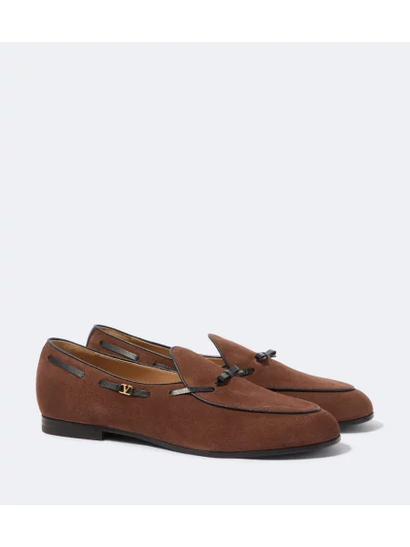 Semišové loafersy Valentino Garavani hnedá