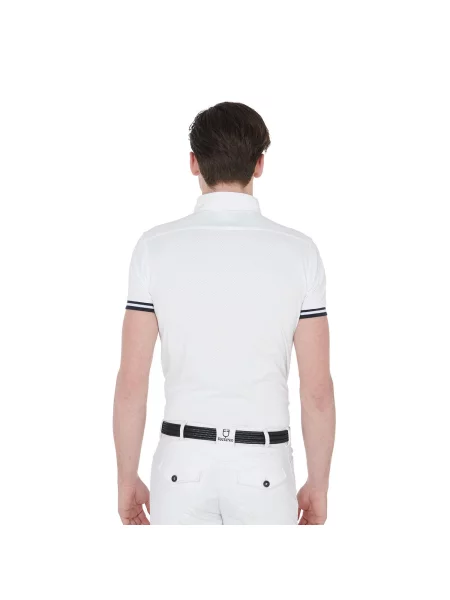 Koszulka polo slim fit z czarnymi wstawkami do zawodów biała