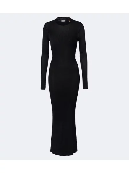 Rochie midi Saint Laurent de mătase negru