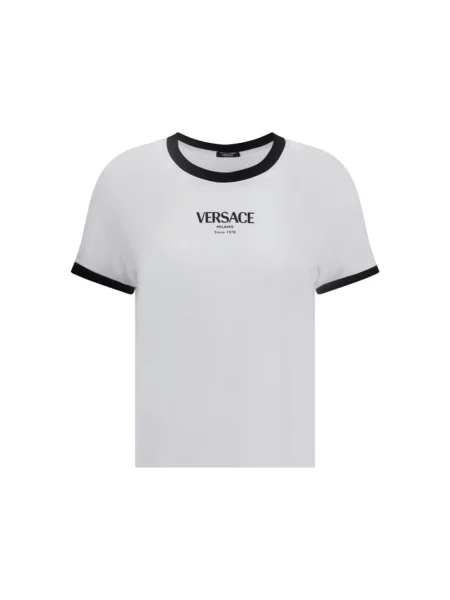 Dzianinowa koszulka Versace biała
