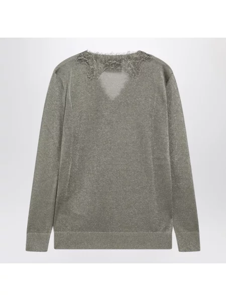 Lniany sweter Valentino Garavani szary