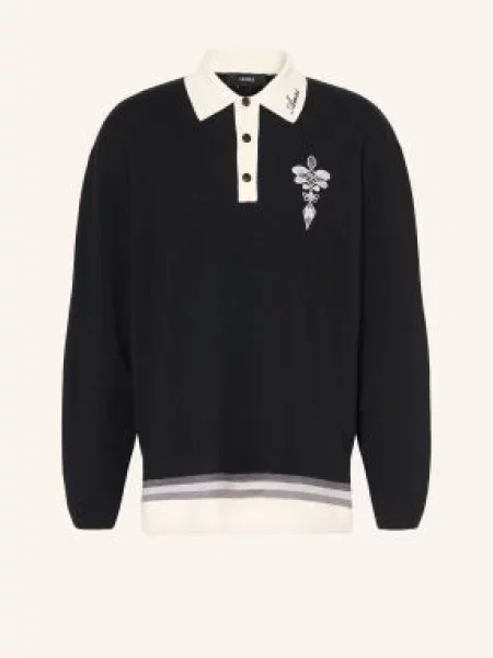 Amiri Koszulka Polo Z Dzianiny schwarz czarna