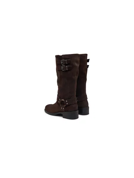 Čižmy vo vojenskom štýle Tommy Jeans Tjw Brushed Suede Biker Boots Tmavo hnedá