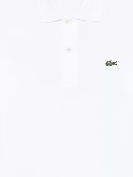 Tricou polo Lacoste cu autograf alb