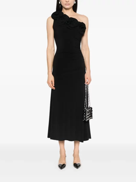 Rochie maxi Nissa cu model floral de costum negru