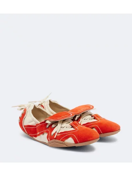 Sneakerși Acne Studios din piele de căprioară portocaliu