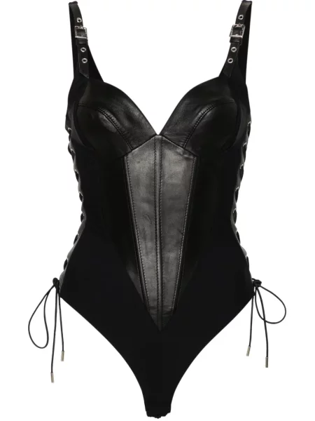 Body Mitiliane Couture din piele negru