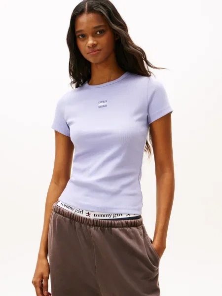 Tommy Jeans Tricou albastru deschis violet