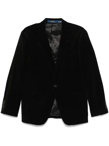 Sametová mikina s kapucí Polo Ralph Lauren se vzorem rybí kosti s výšivkou černá