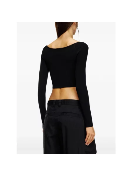 Crop top Diesel z długim rękawem czarny