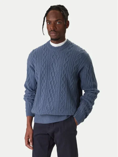 BOSS Пуловер Kableto тъмносин
